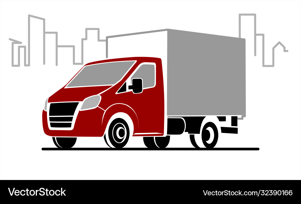 Stylized lorry on background city Stylized lorry on background city vector image