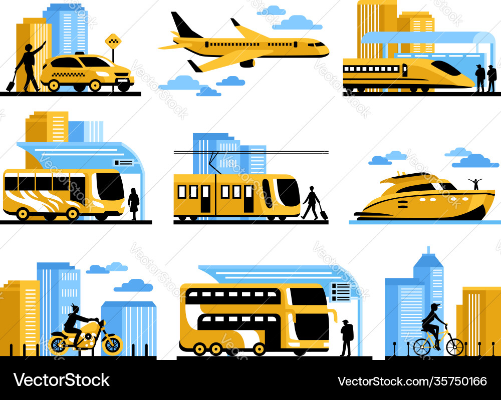 Traveling people isolated decorative icons set Traveling people isolated decorative icons set vector image