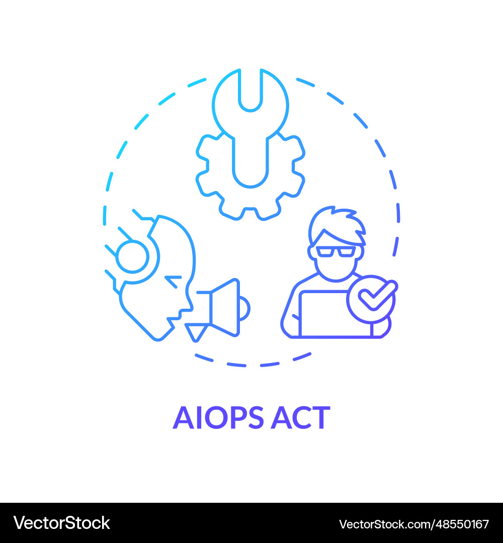 2d thin linear gradient ai ops act icon 2d thin linear gradient ai ops act icon vector image