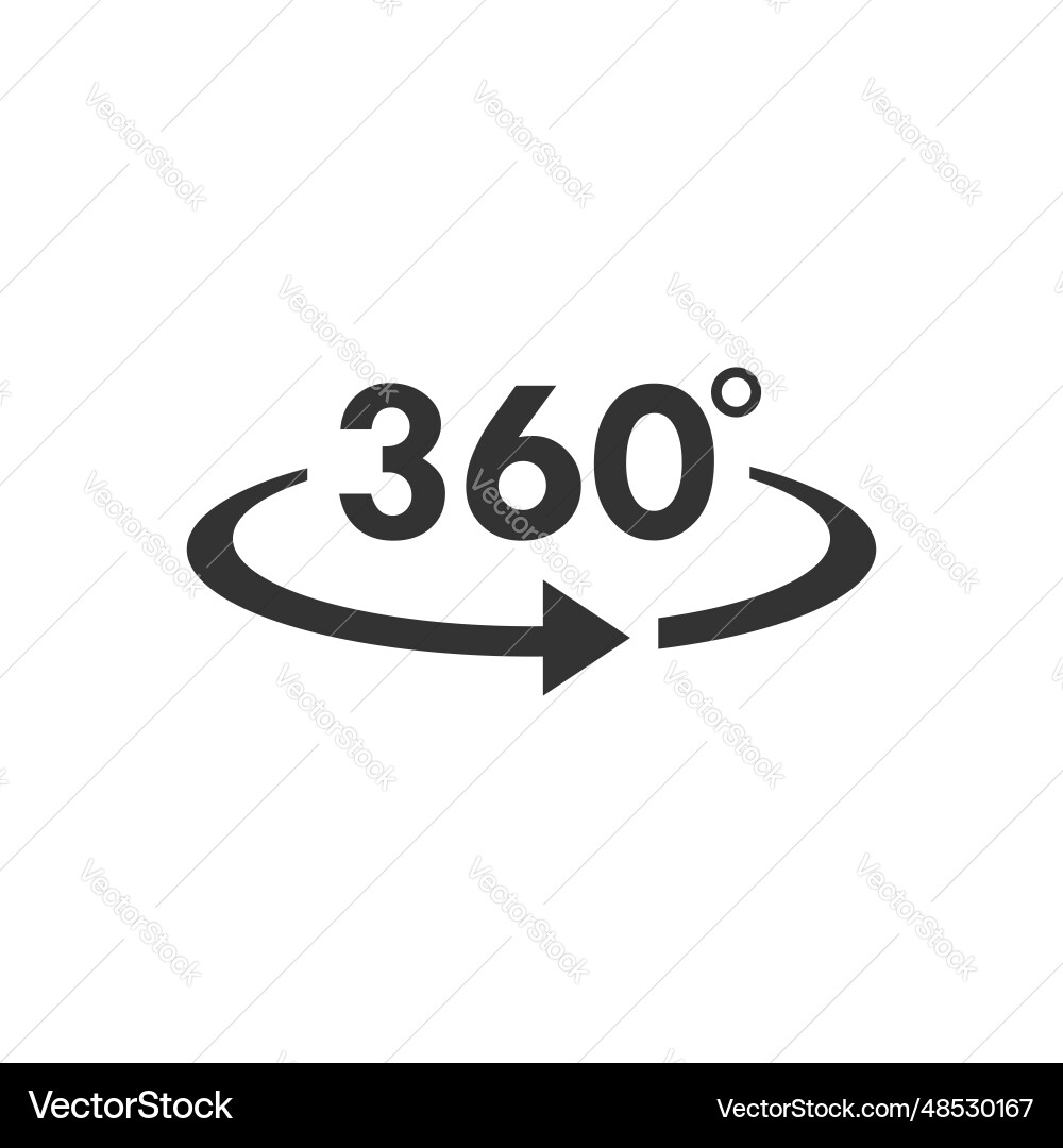 360 degrees icon in flat style rotate symbol 360 degrees icon in flat style rotate symbol Vector Image
