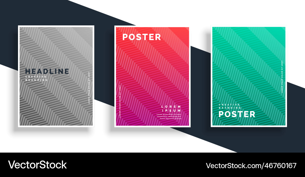 Abstract colorful zigzag pattern poster design set Vector Image