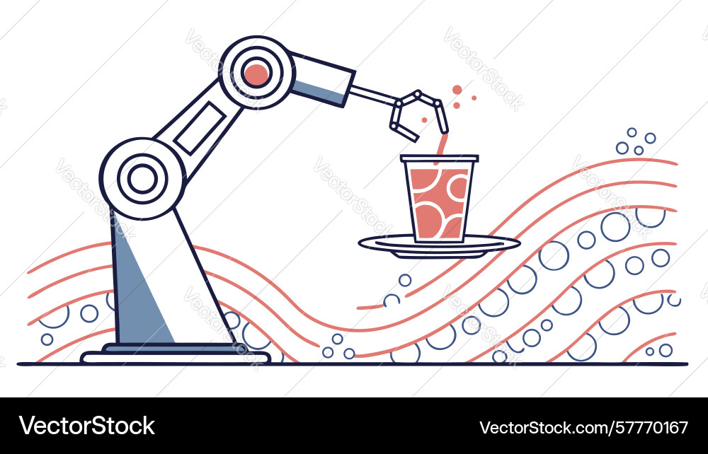 Automated beverage service by robotic arm design Vector Image