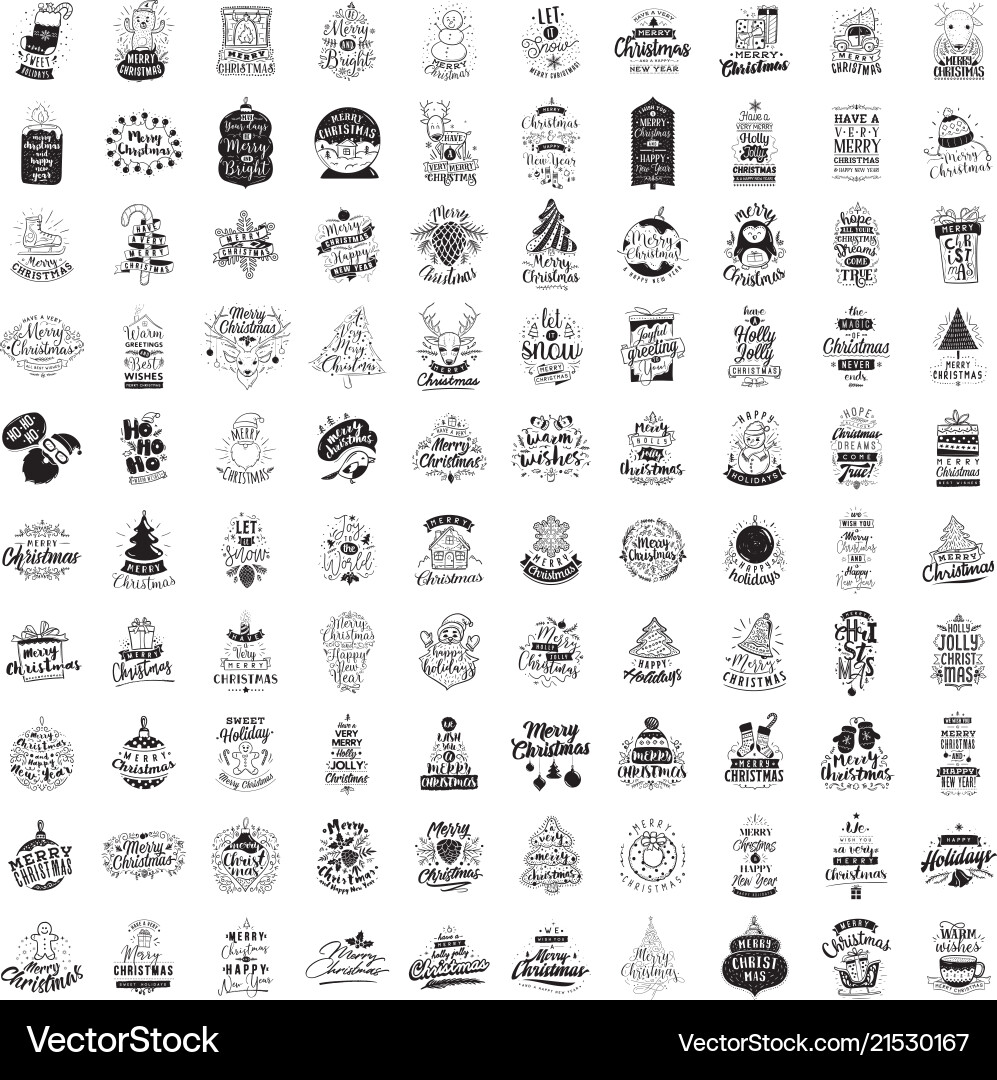 Christmas Typography & Festive Elements vector image