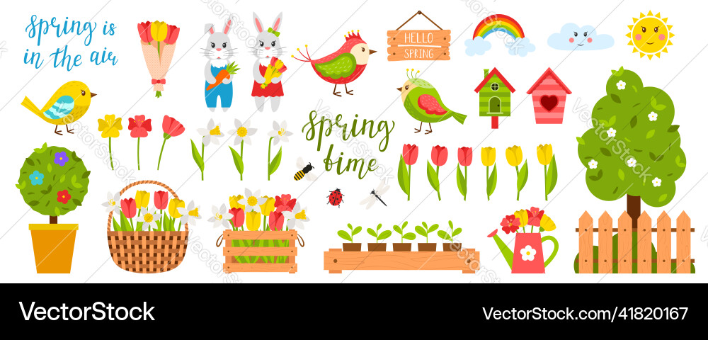 Collection of spring design element Vector Image