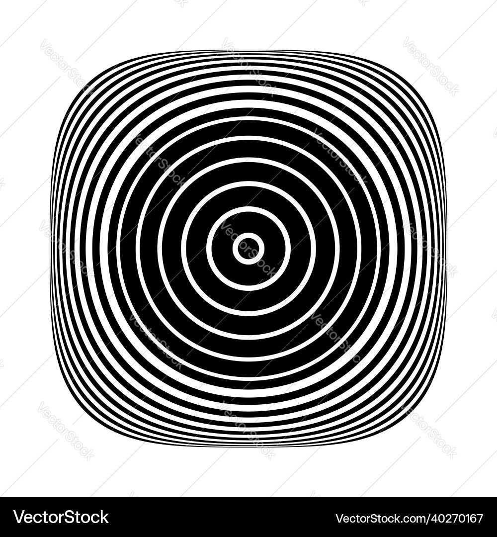 Concentric Rings Button - Op Art Vector Image