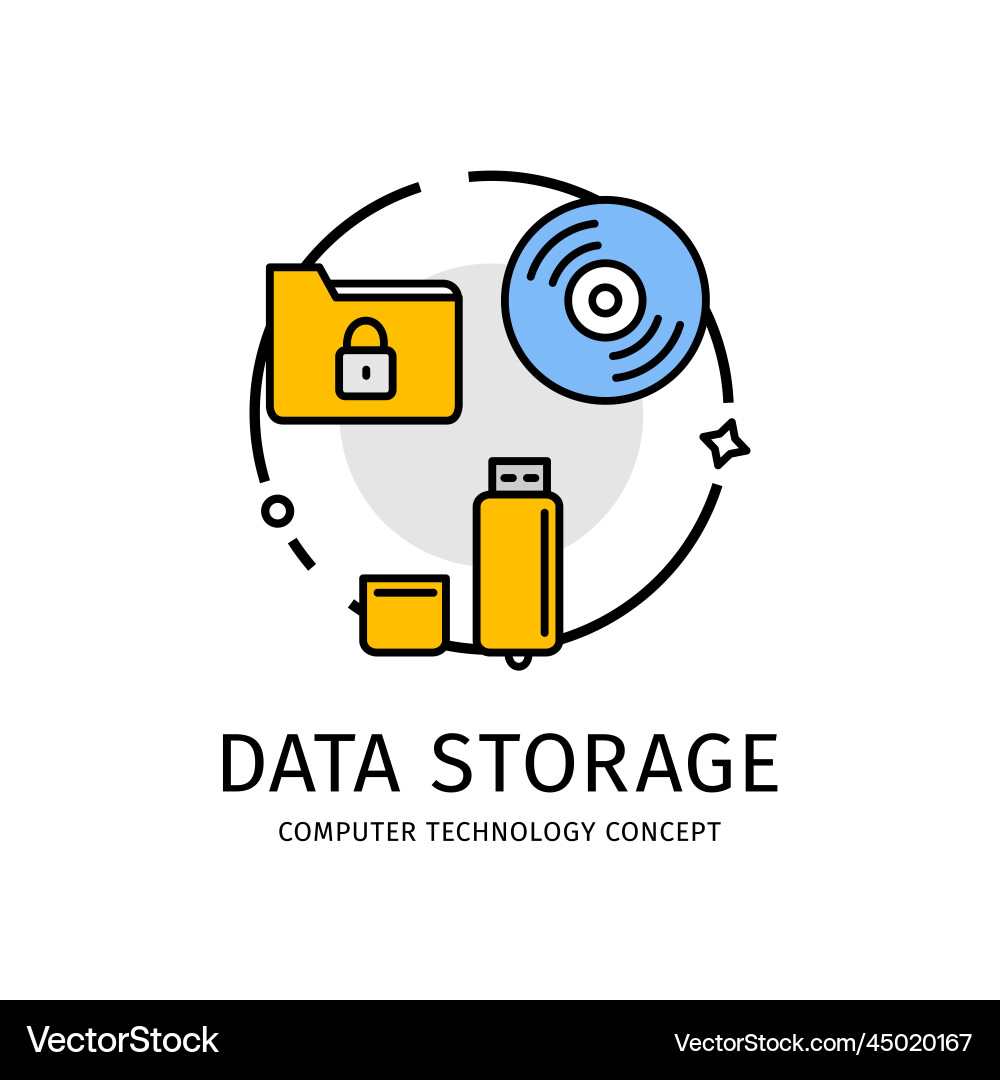 Data Storage Icon Set - USB & Disk vector image