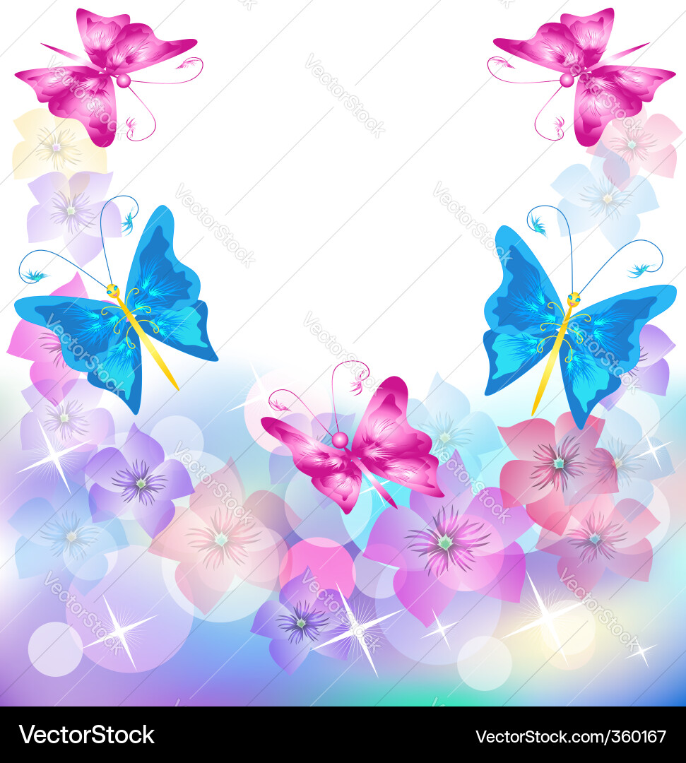 Floral Background with Sparkling Elements Vector Image