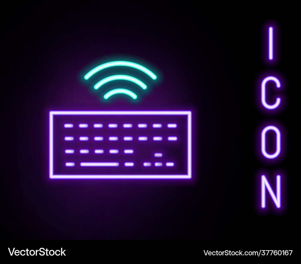 Glowing neon line wireless computer keyboard icon Vector Image