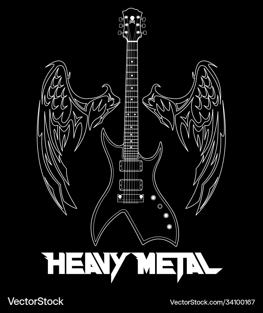 Guitar and wings Royalty Free Vector Image - VectorStock