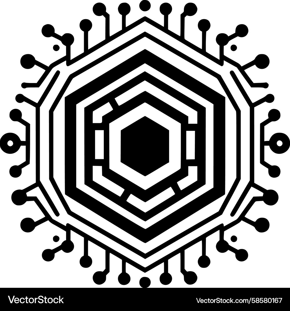Hexagonal Circuit Pattern Vector Image