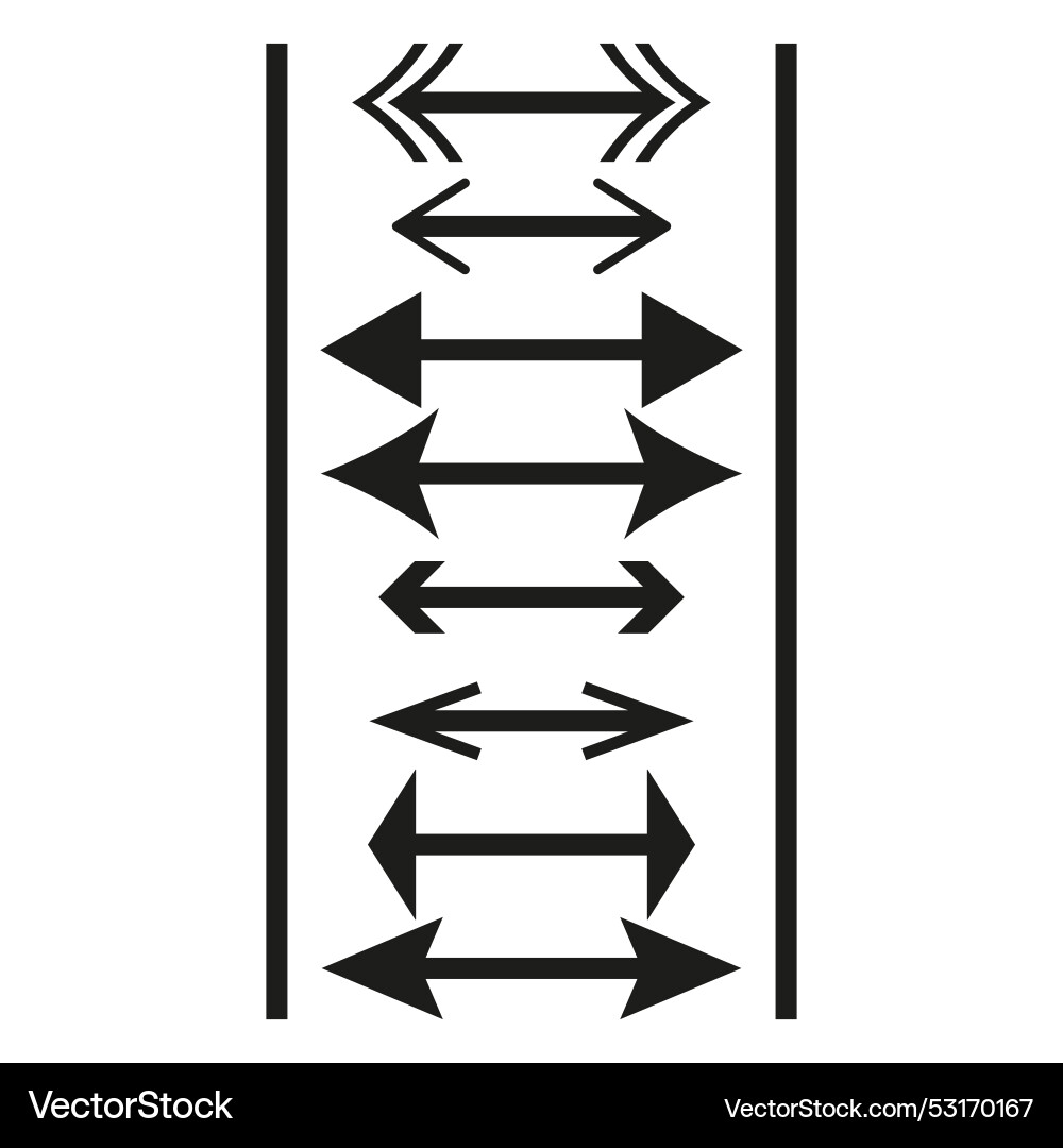 Horizontal arrows within boundaries set Horizontal arrows within boundaries set vector image