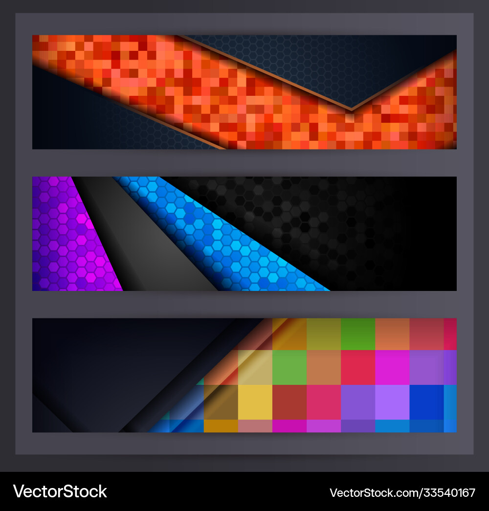 Horizontal banner set collection with various vector image