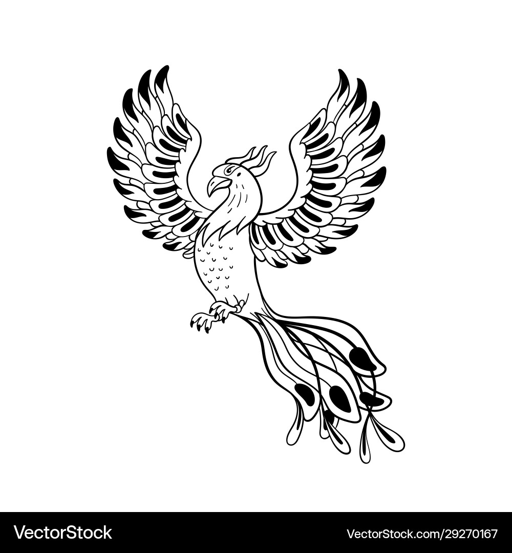 Magical Creatures Set Mythological Bird Phoenix Vector Image