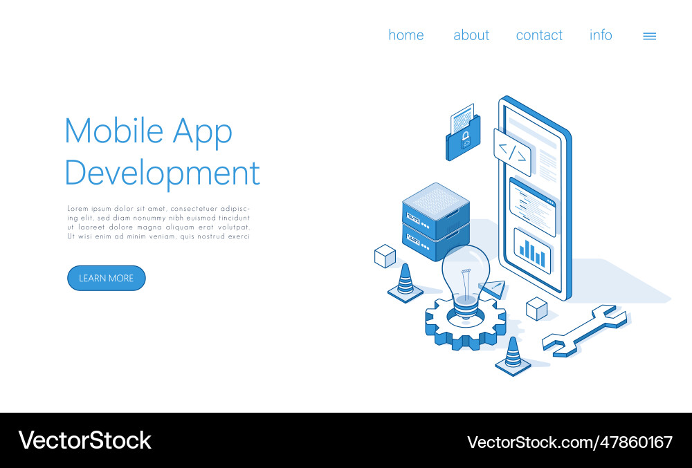 Mobile App Development Landing Page Vector Image