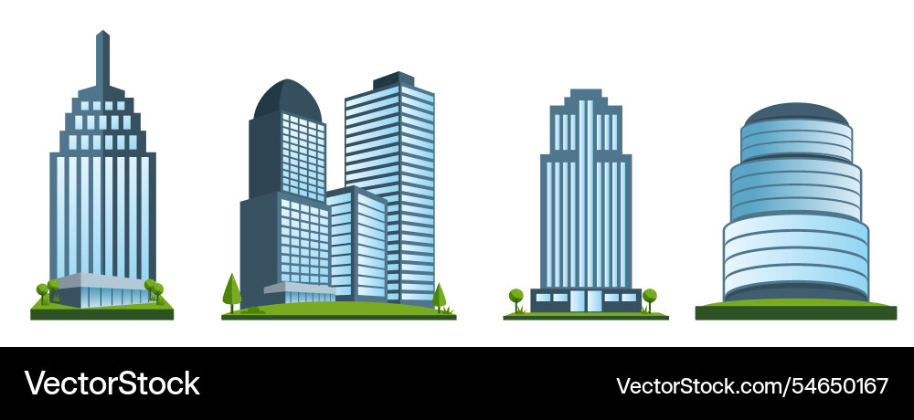 Modern building set featuring various vector image