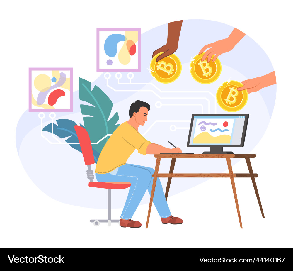 NFT Artist Creating Crypto Art Assets – Royalty-Free Vector | VectorStock