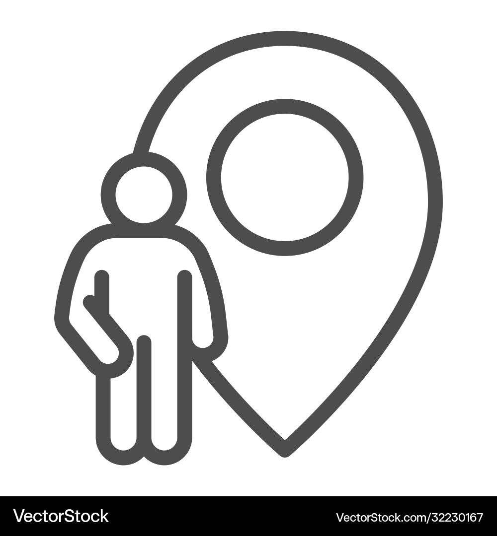 Person with location marker line icon navigation vector image