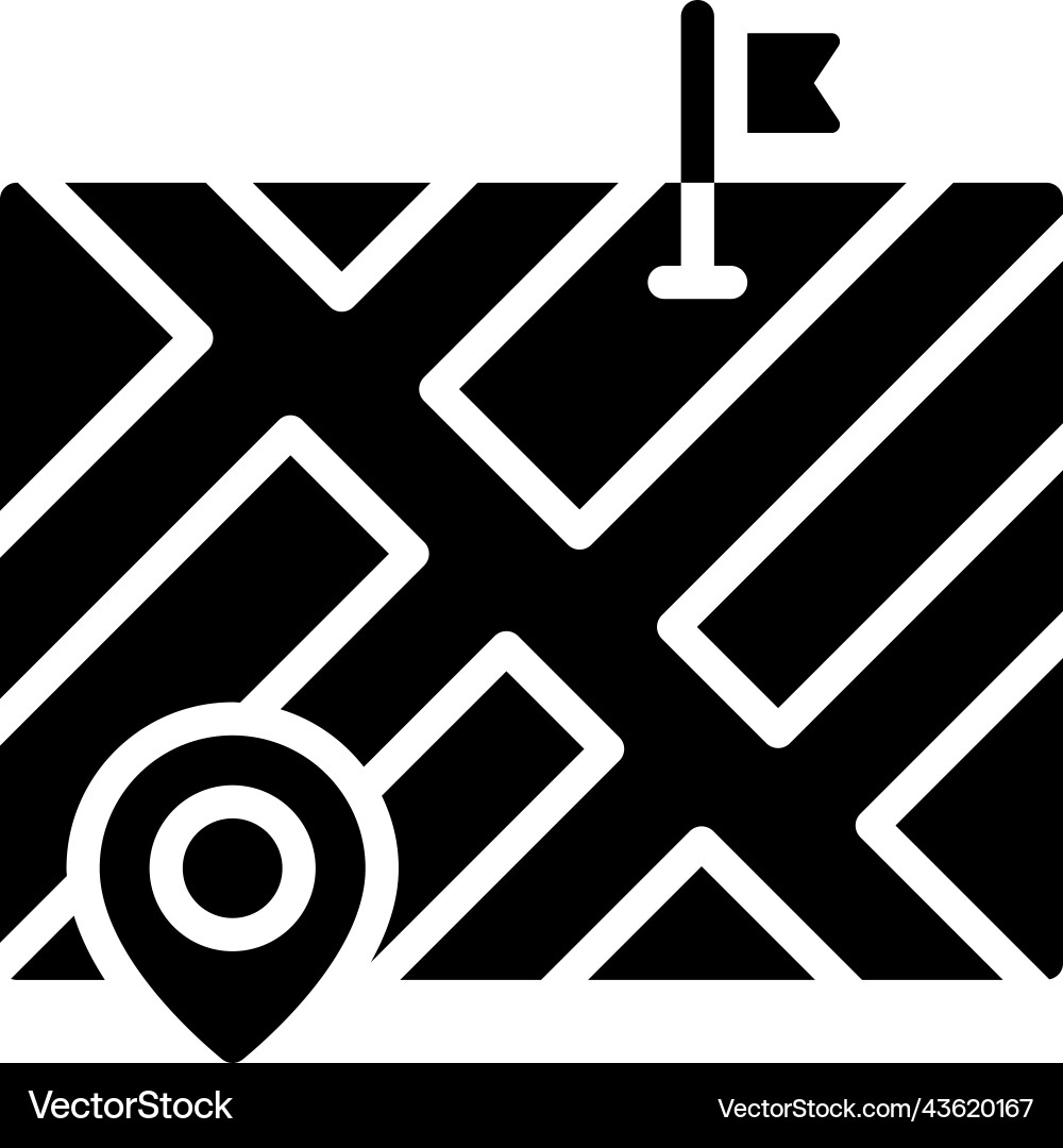 Pin and flag on map icon location vector image
