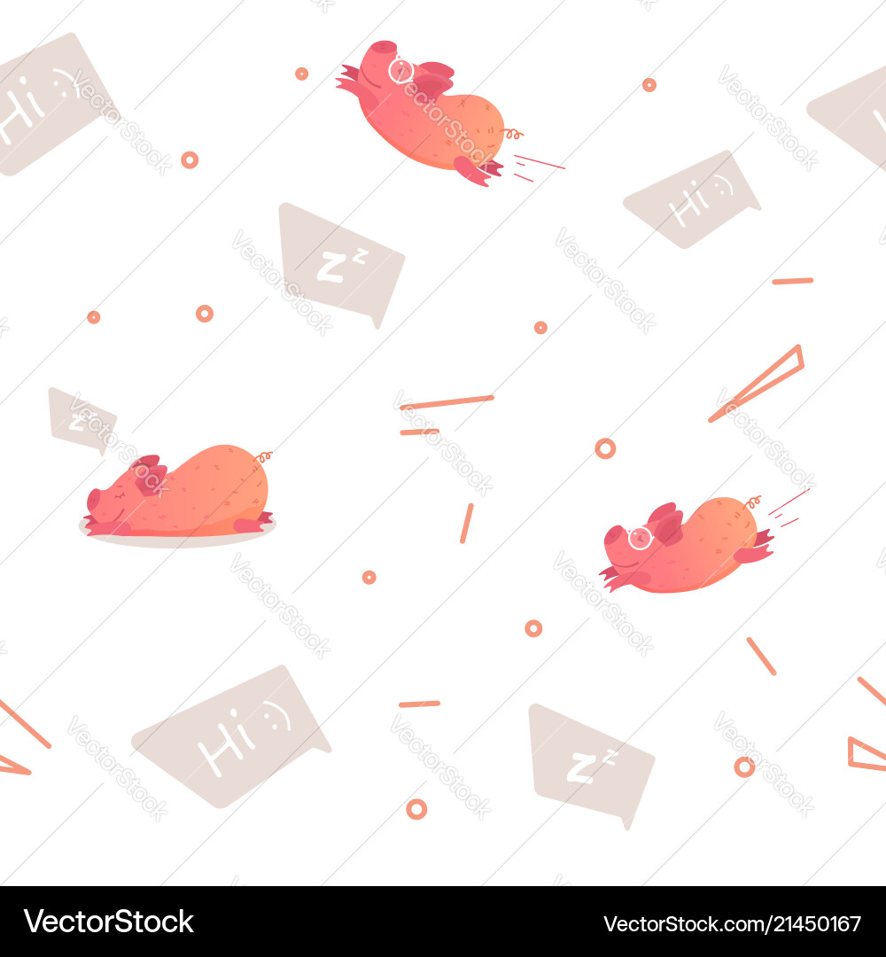 Seamless pattern with funny pig Vector Image