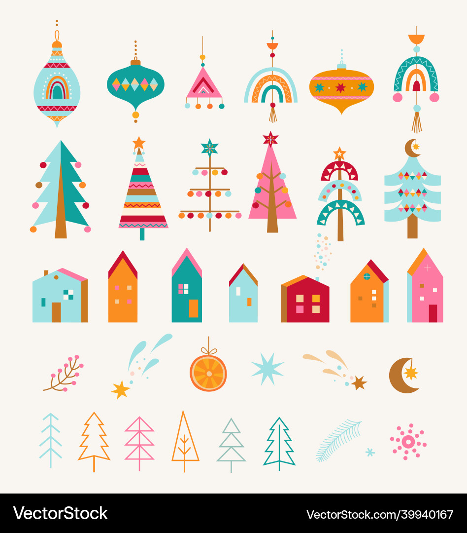 Set christmas decorative elements Royalty Free Vector Image