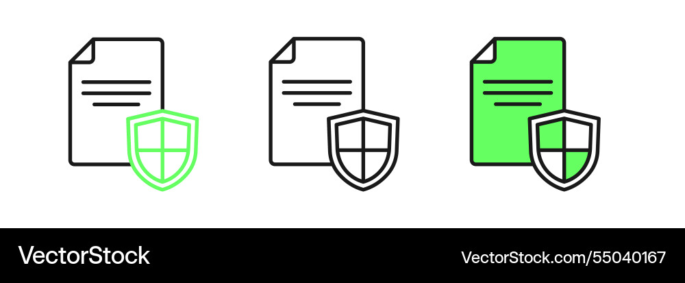 Set line contract with shield icon isolated Set line contract with shield icon isolated vector image