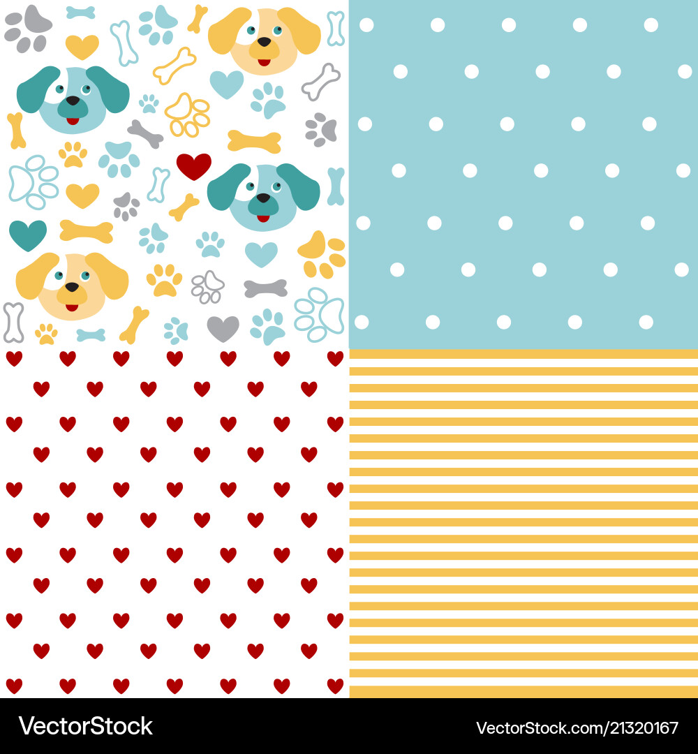 Set of animal seamless patterns with dog Set of animal seamless patterns with dog vector image