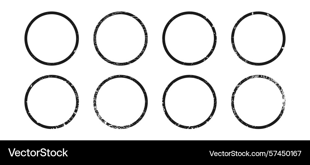 Set of grunge borders in circle form Vector Image