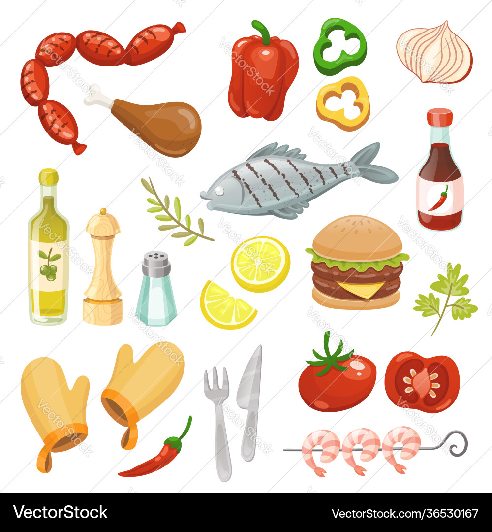 Summer BBQ Party Elements Vector Image