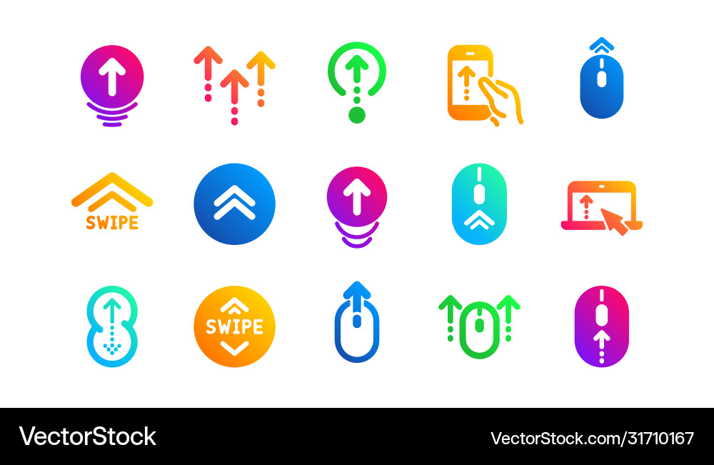 Swipe up icons scrolling mouse landing page Swipe up icons scrolling mouse landing page Vector Image