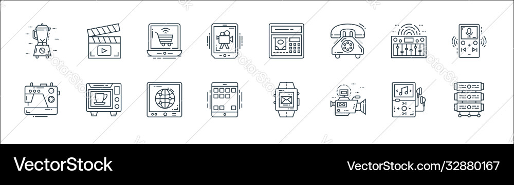 Technology devices line icons linear set quality Technology devices line icons linear set quality vector image