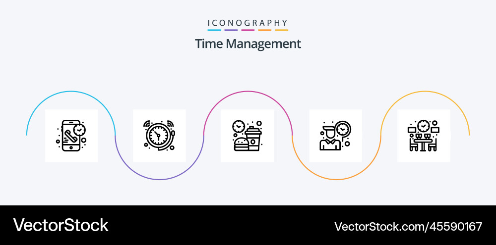 Time management line 5 icon pack including vector image