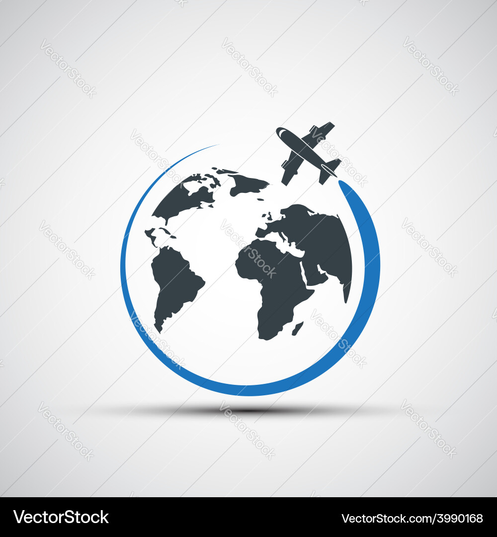 Airplane Icon - Globe Travel Vector Image