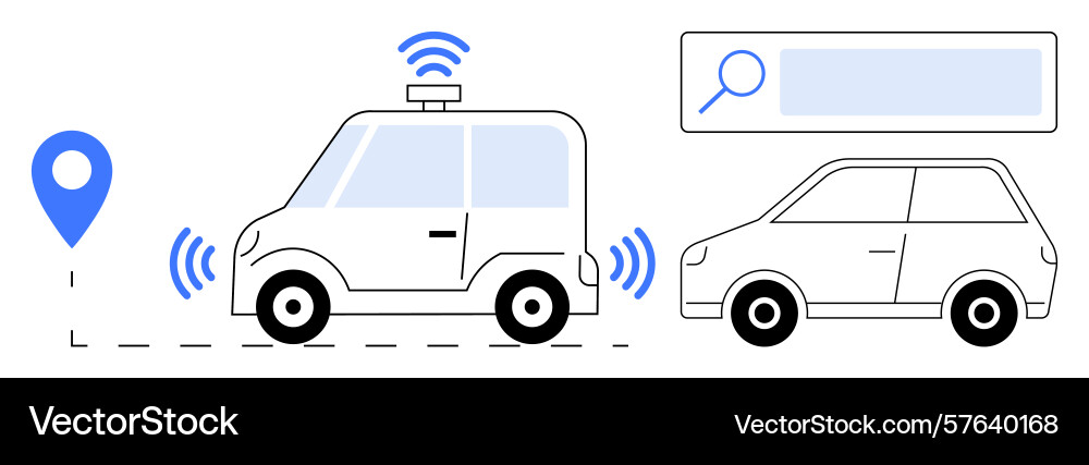 Autonomous vehicle navigation with gps location Autonomous vehicle navigation with gps location vector image