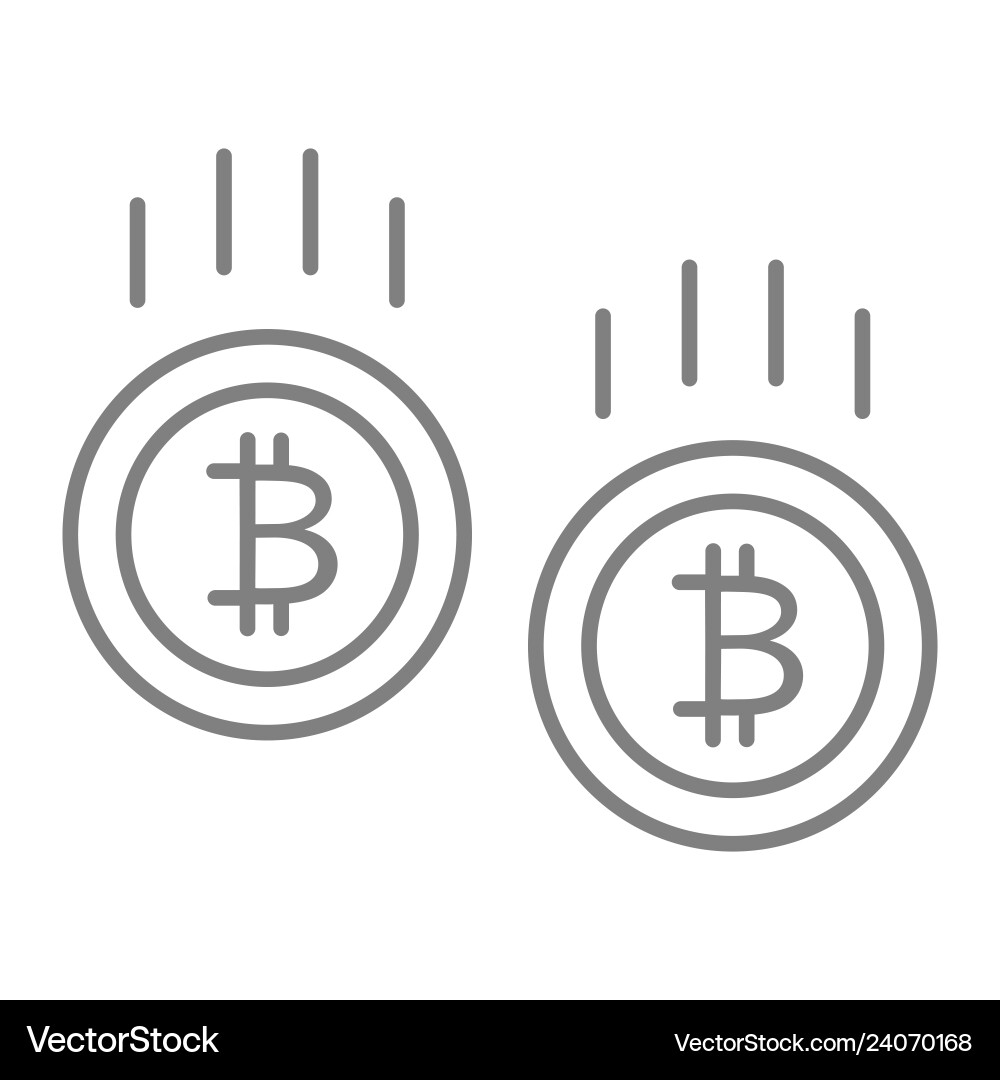 Bitcoin price reduction thin line icon Bitcoin price reduction thin line icon vector image