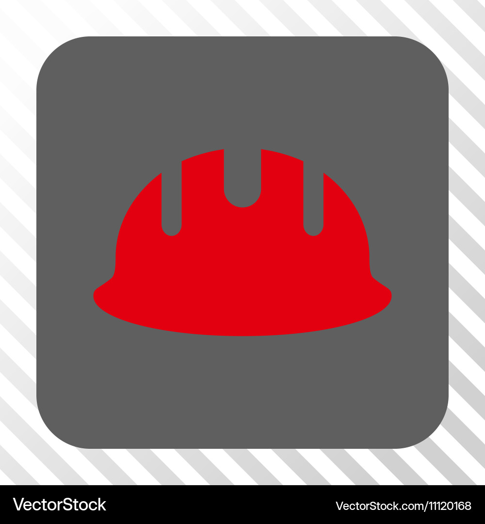 Builder hardhat rounded square button vector image