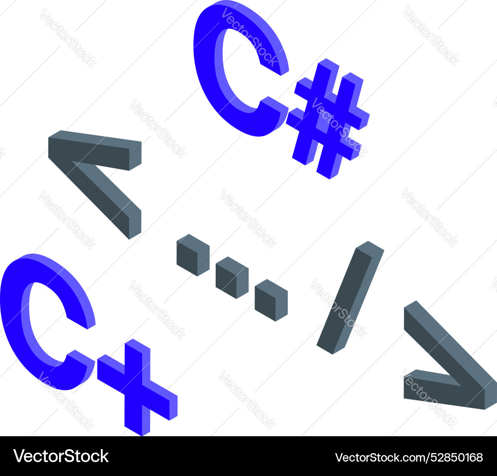C sharp programming language signs floating vector image