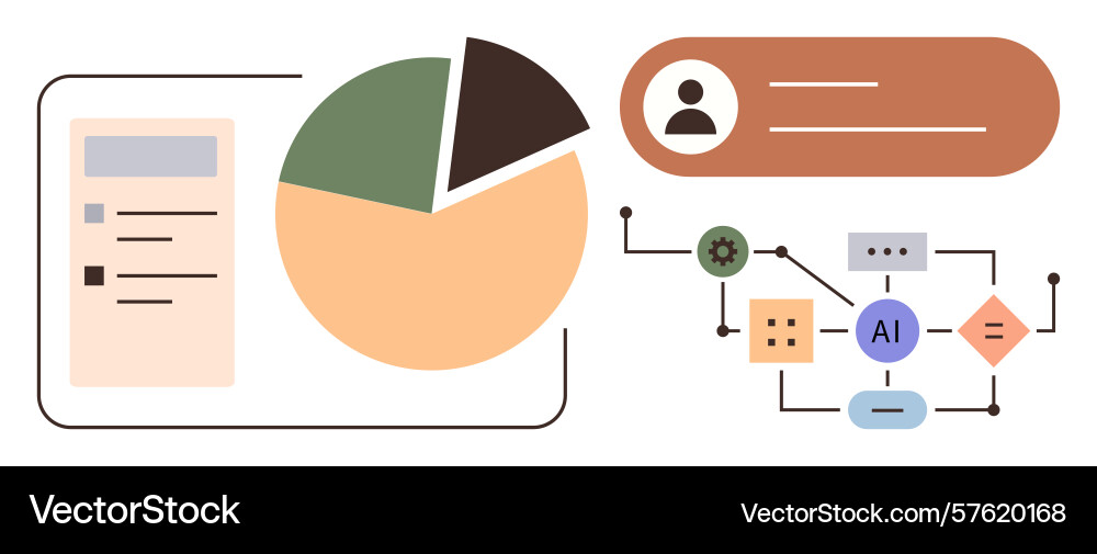 Data analysis workflow with pie chart user Vector Image