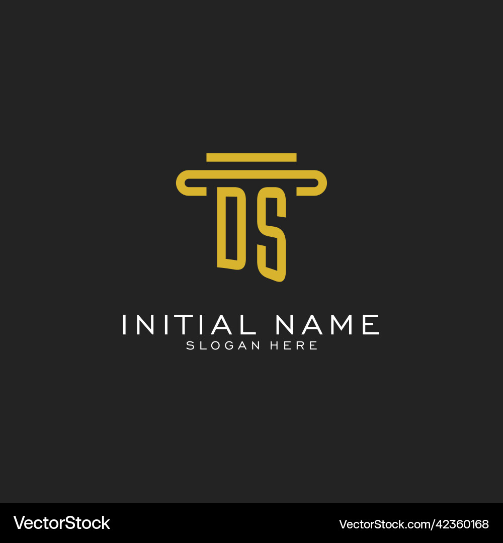 Ds initial logo with simple pillar style design Ds initial logo with simple pillar style design Vector Image