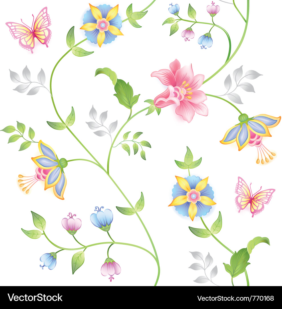 Floral Watercolor Seamless Pattern vector image