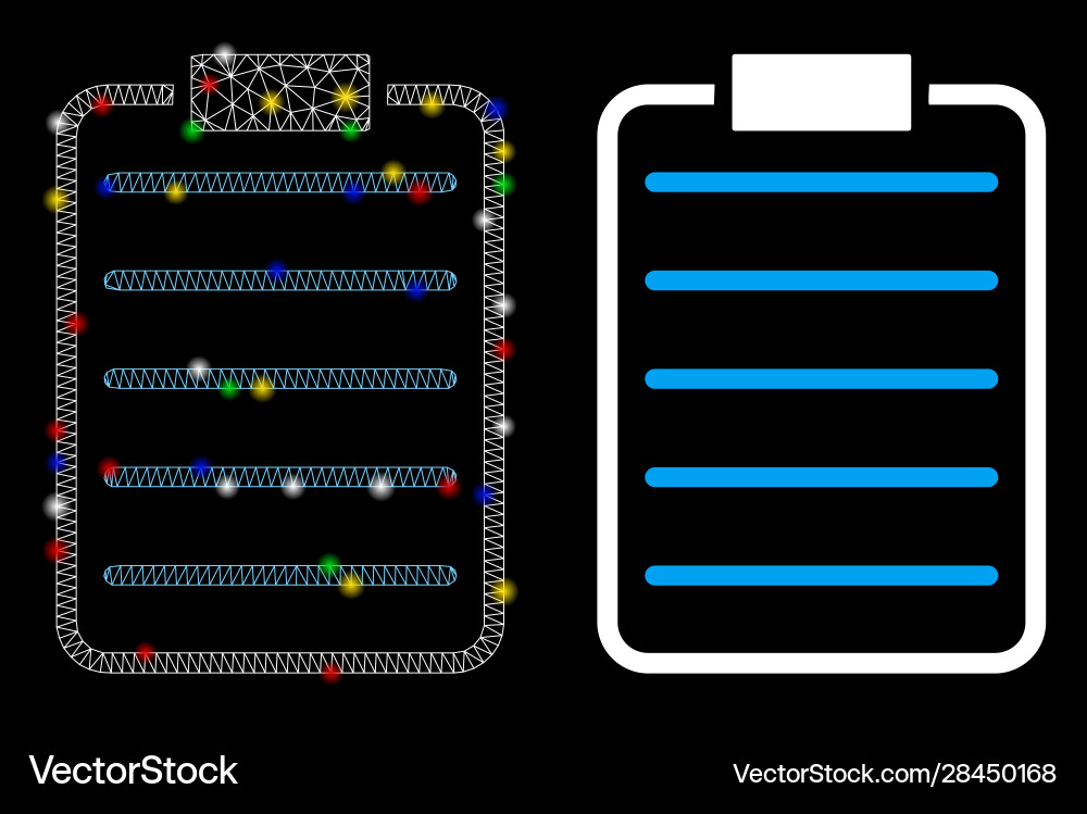 Glowing mesh wire frame list page icon with flare Glowing mesh wire frame list page icon with flare vector image