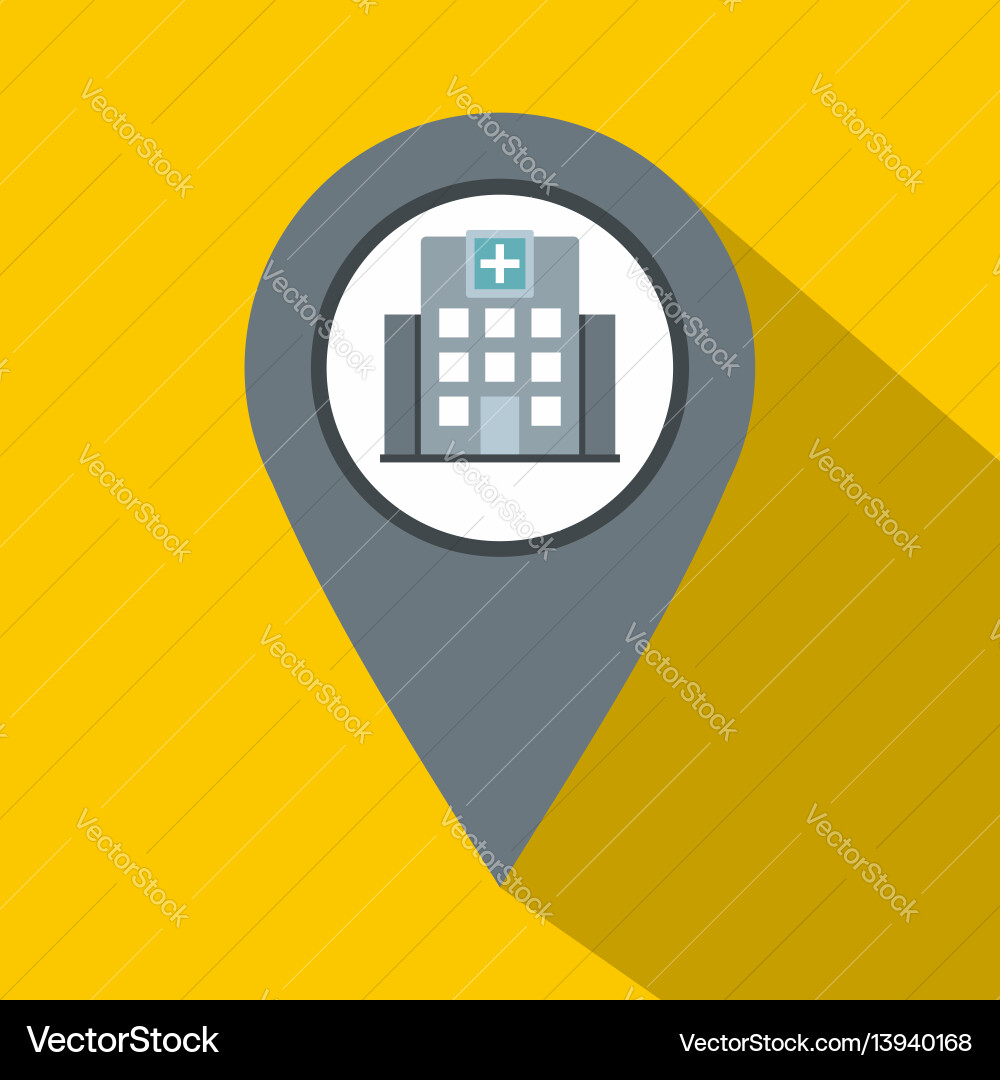 Gray map pointer with symbol hospital icon Vector Image