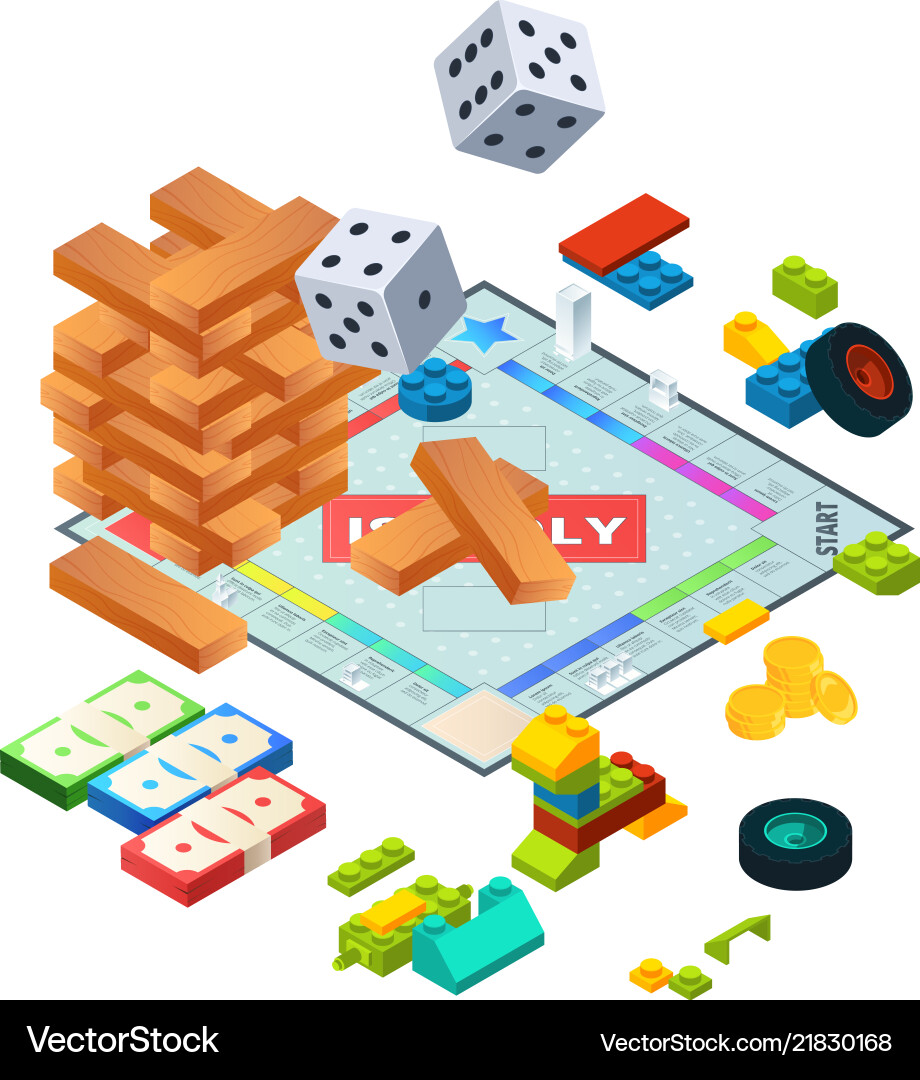 Isometric Board Game Collection Vector Image