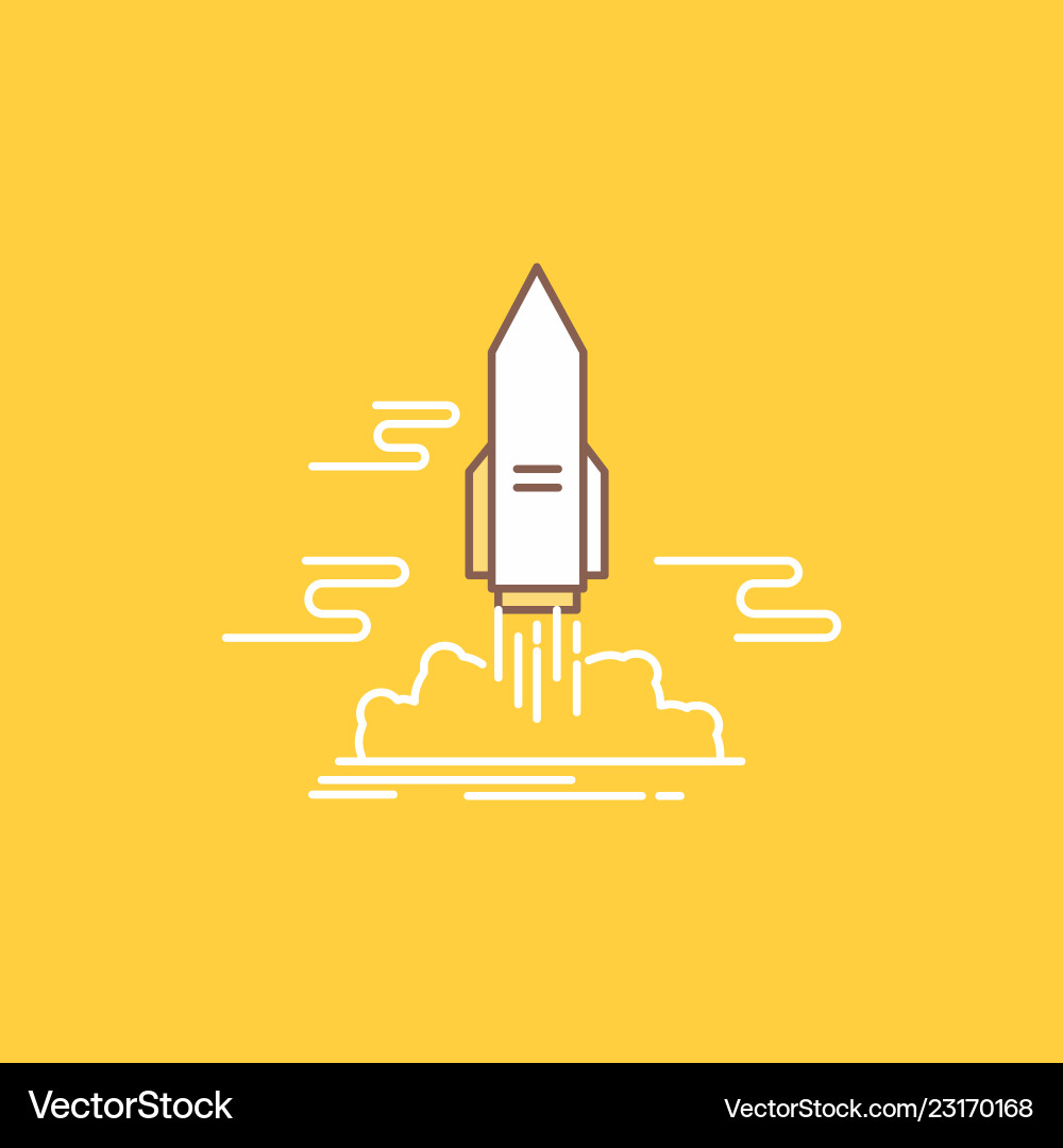Launch publish app shuttle space flat line filled Launch publish app shuttle space flat line filled vector image