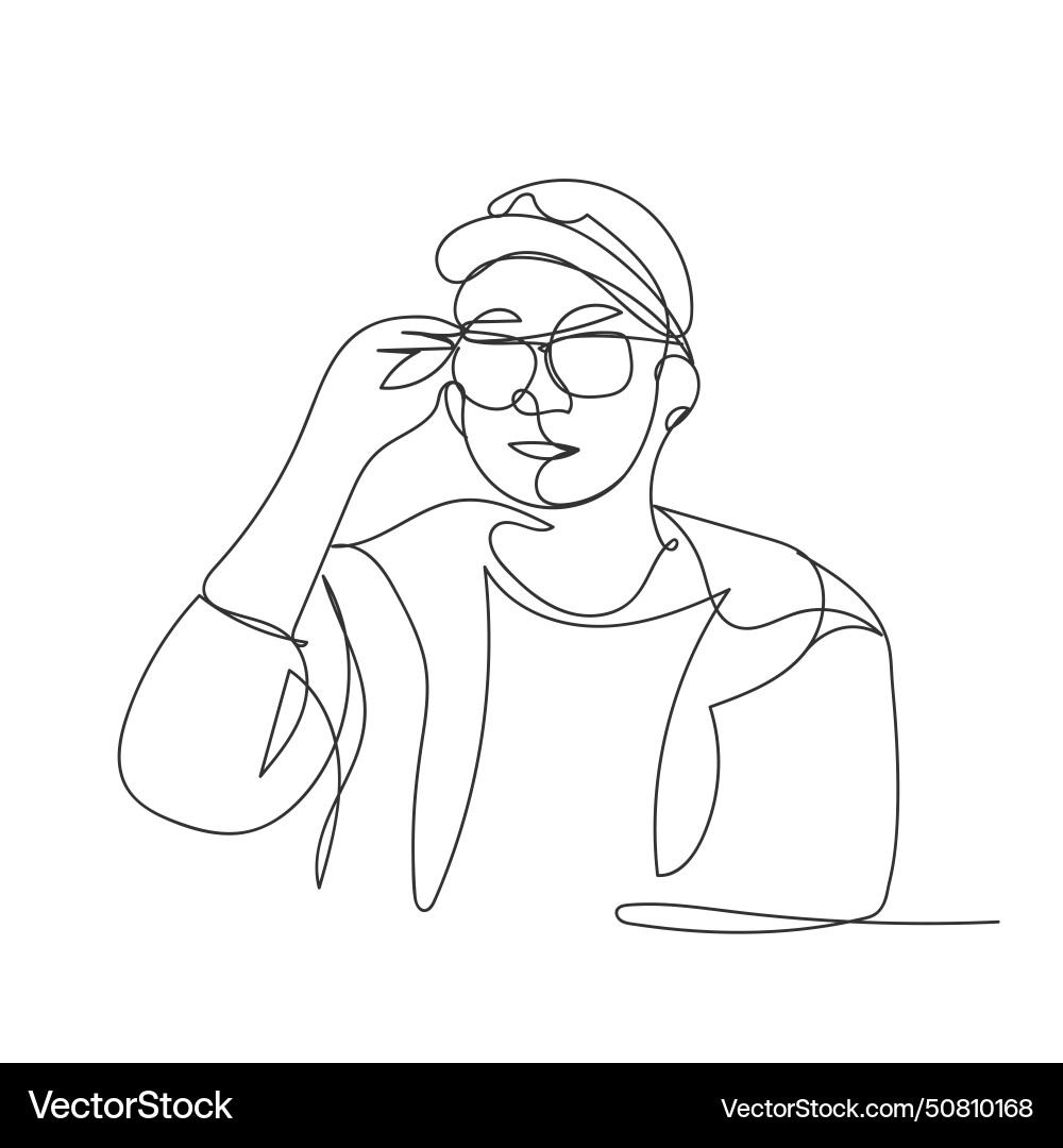 Man with glasses continuous one line shape art Man with glasses continuous one line shape art Vector Image