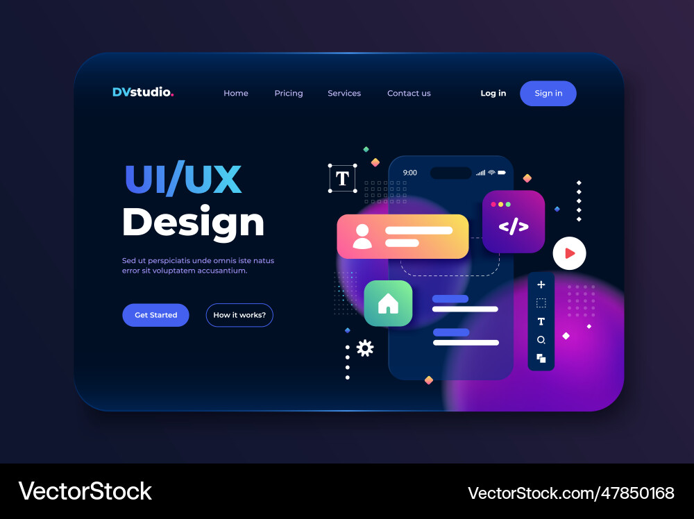 Modern 3d of landing page ui design Modern 3d of landing page ui design vector image