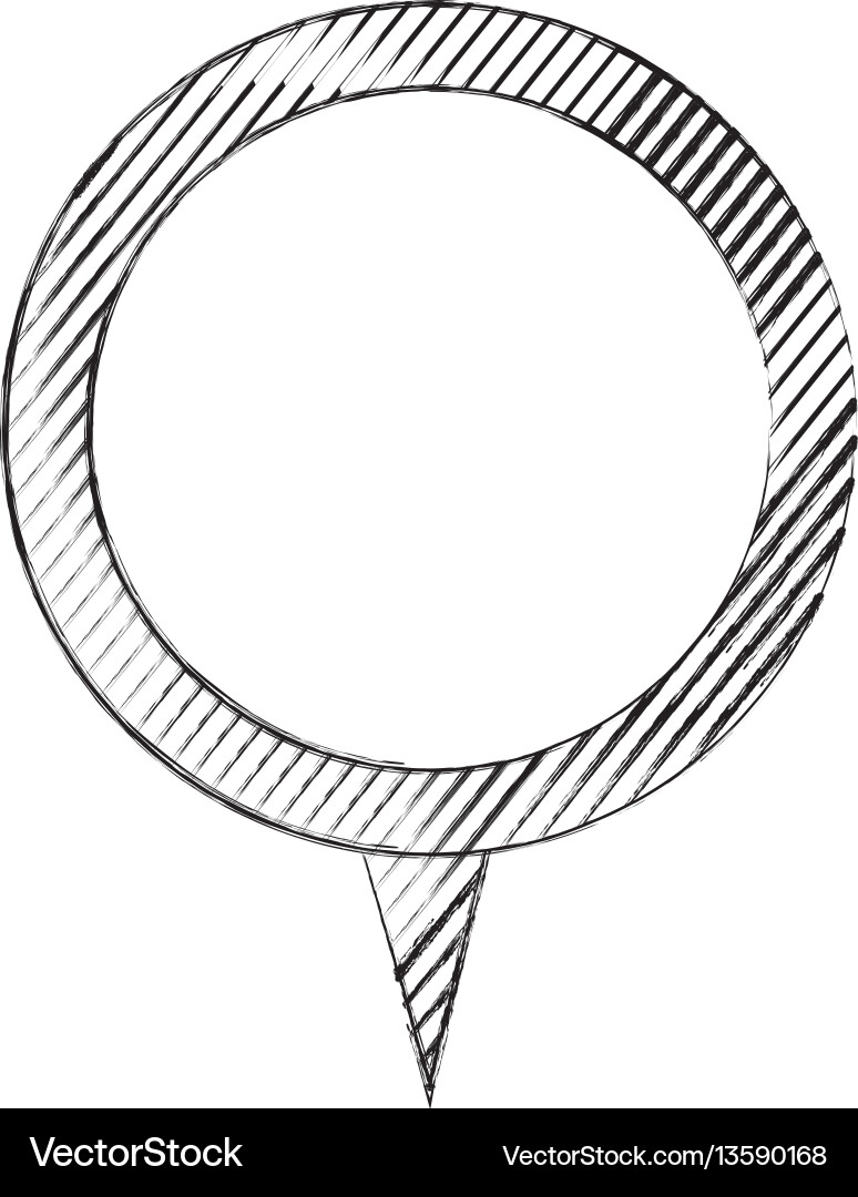 Monochrome sketch of circular speech with tail vector image