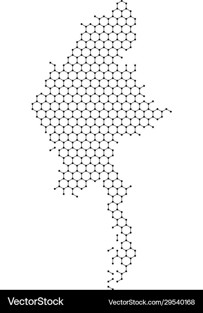 Myanmar map from abstract futuristic hexagonal Myanmar map from abstract futuristic hexagonal vector image