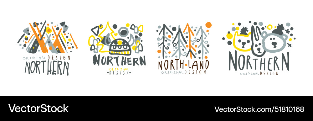 Nördliches Logo Original Design Template mit Phantasie Nördliches Logo Original Design Template mit Phantasie Vektorbild
