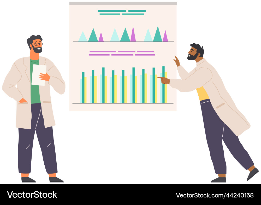 Scientist works with data analytics and research Scientist works with data analytics and research vector image