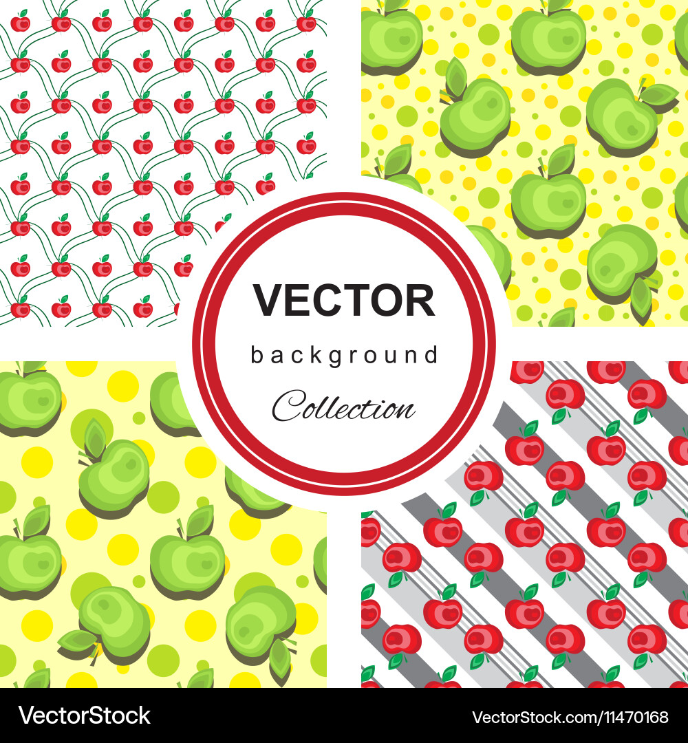 Seamless apple background pattern collection vector image